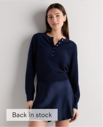Mongolian Cashmere Dolman Sleeve Henley Sweater