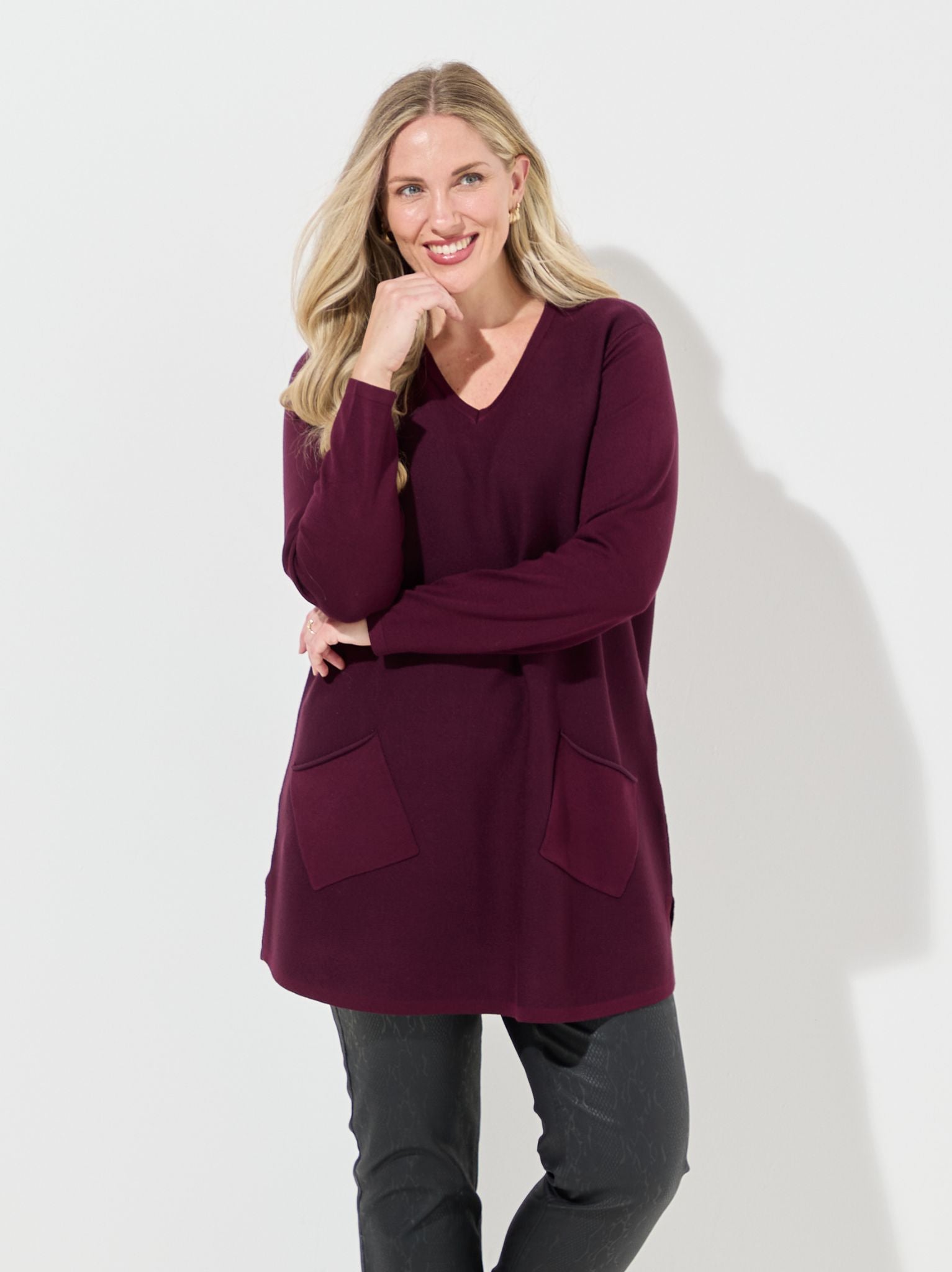 Image of Mona by CISO Burgundy Long Pocket Jumper