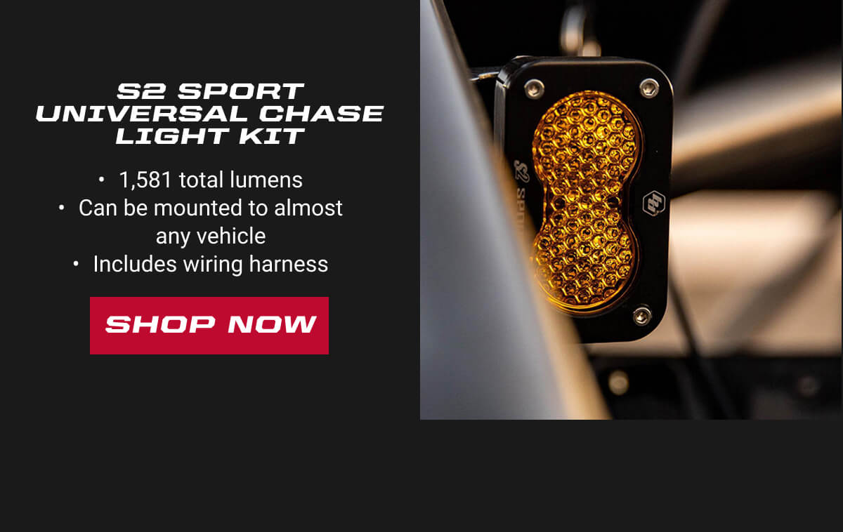 S2 SPORT UNIVERSAL CHASE LIGHT KIT. 1,581 total lumens Can be mounted to almost any vehicle Includes wiring harness. Shop Now