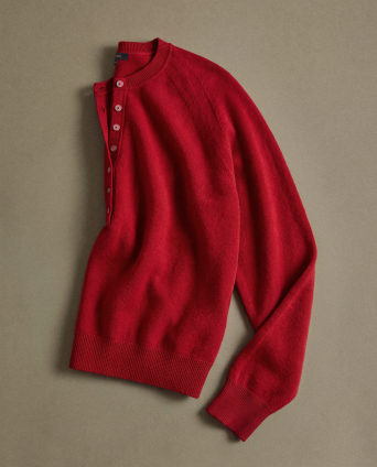 Mongolian Cashmere Dolman Sleeve Henley Sweater