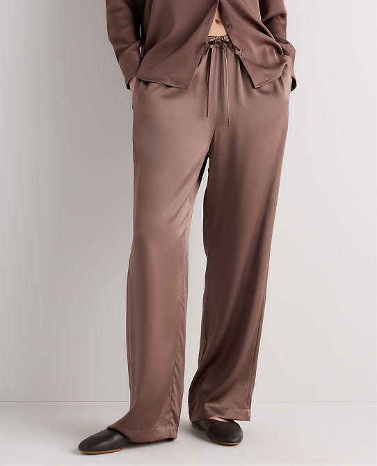 100% Washable Silk Drawstring Wide Leg Pants