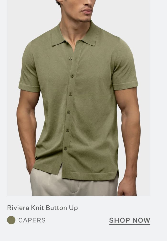 Riviera Knit Button Up - Capers