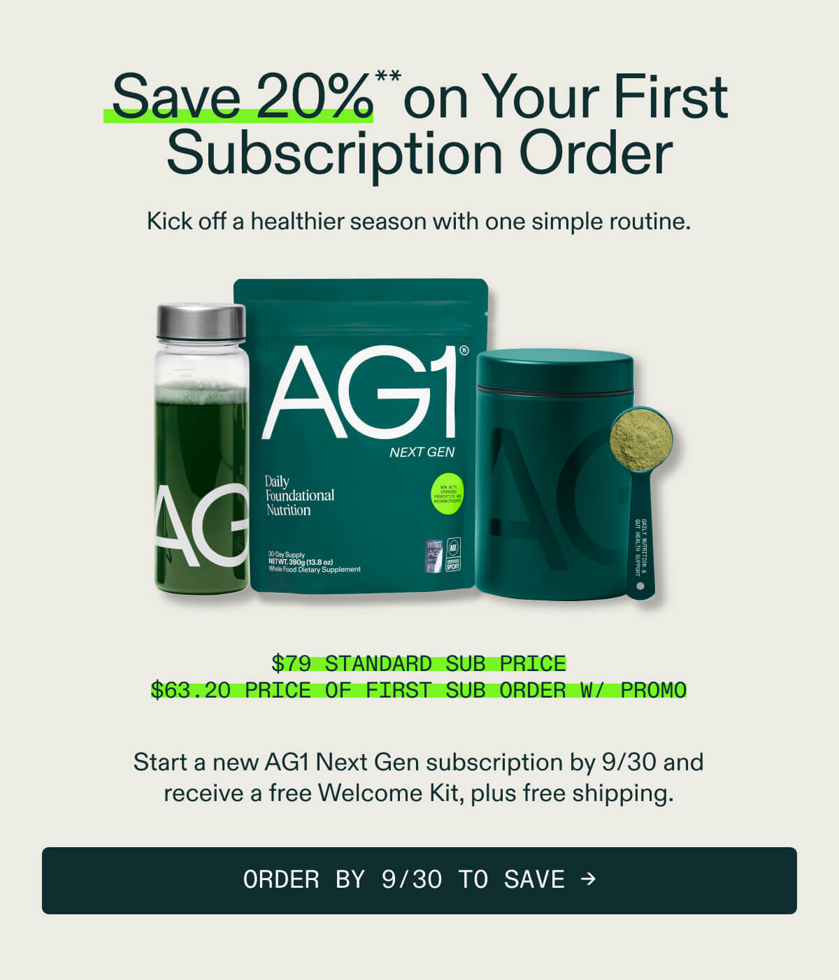 Get an extra 20% off your first subscription order