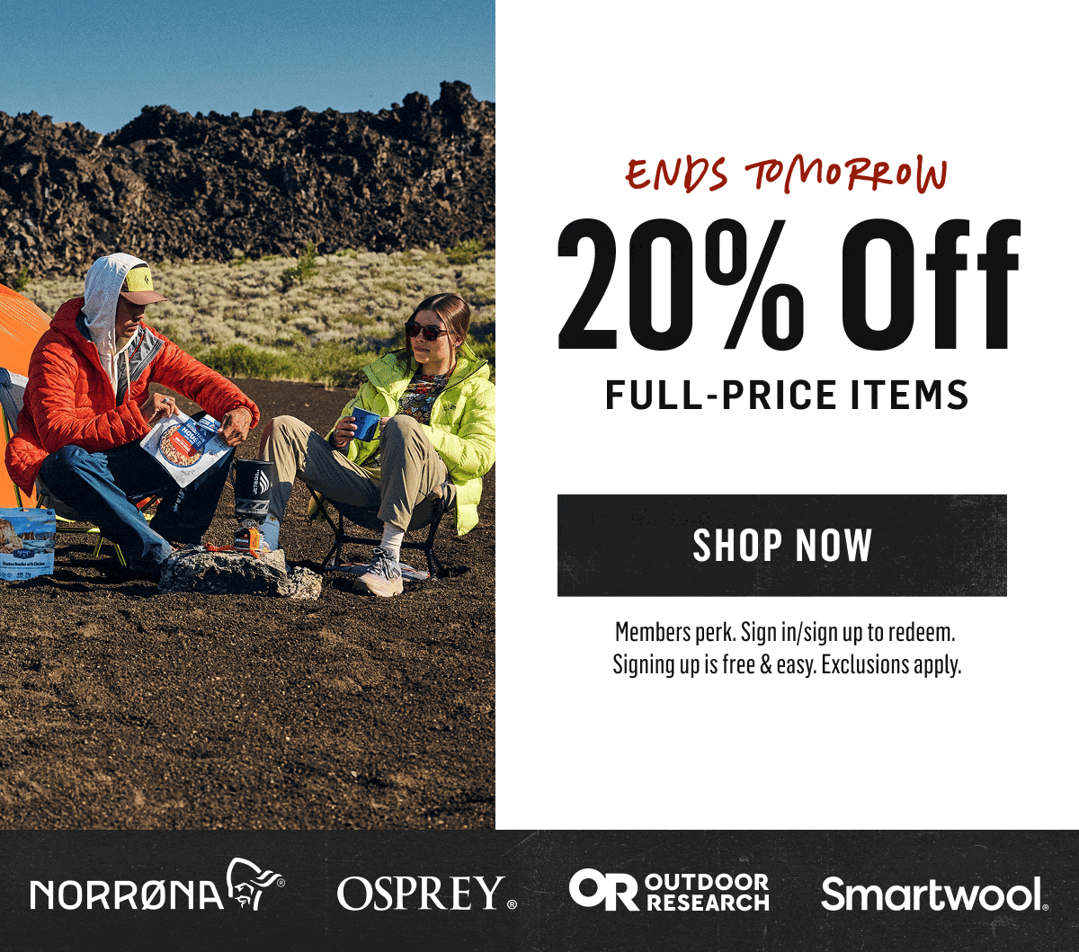 Ends tomorrow: 20% off full-price items. Shop now!