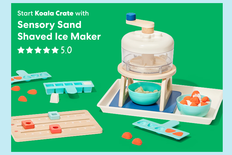 Start Koala Crate with Sensory Sand Shaved Ice Maker. Rated 5.0 out of 5 stars. A wooden hand-crank shaved ice maker with colorful sensory sand, molds, bowls, and counting activities.