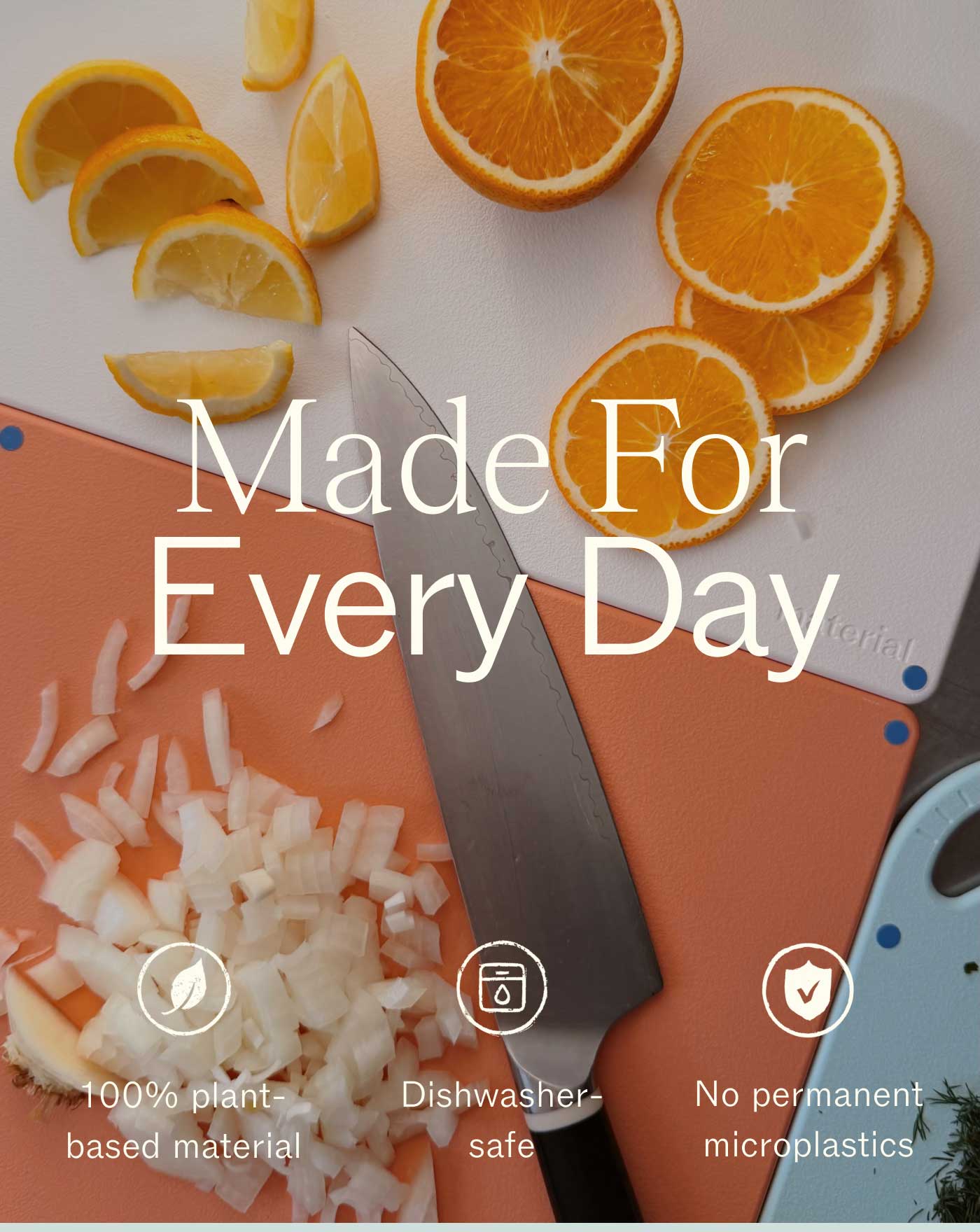 Made For Every Day  100% plant-based material Dishwasher-safe No permanent microplastics