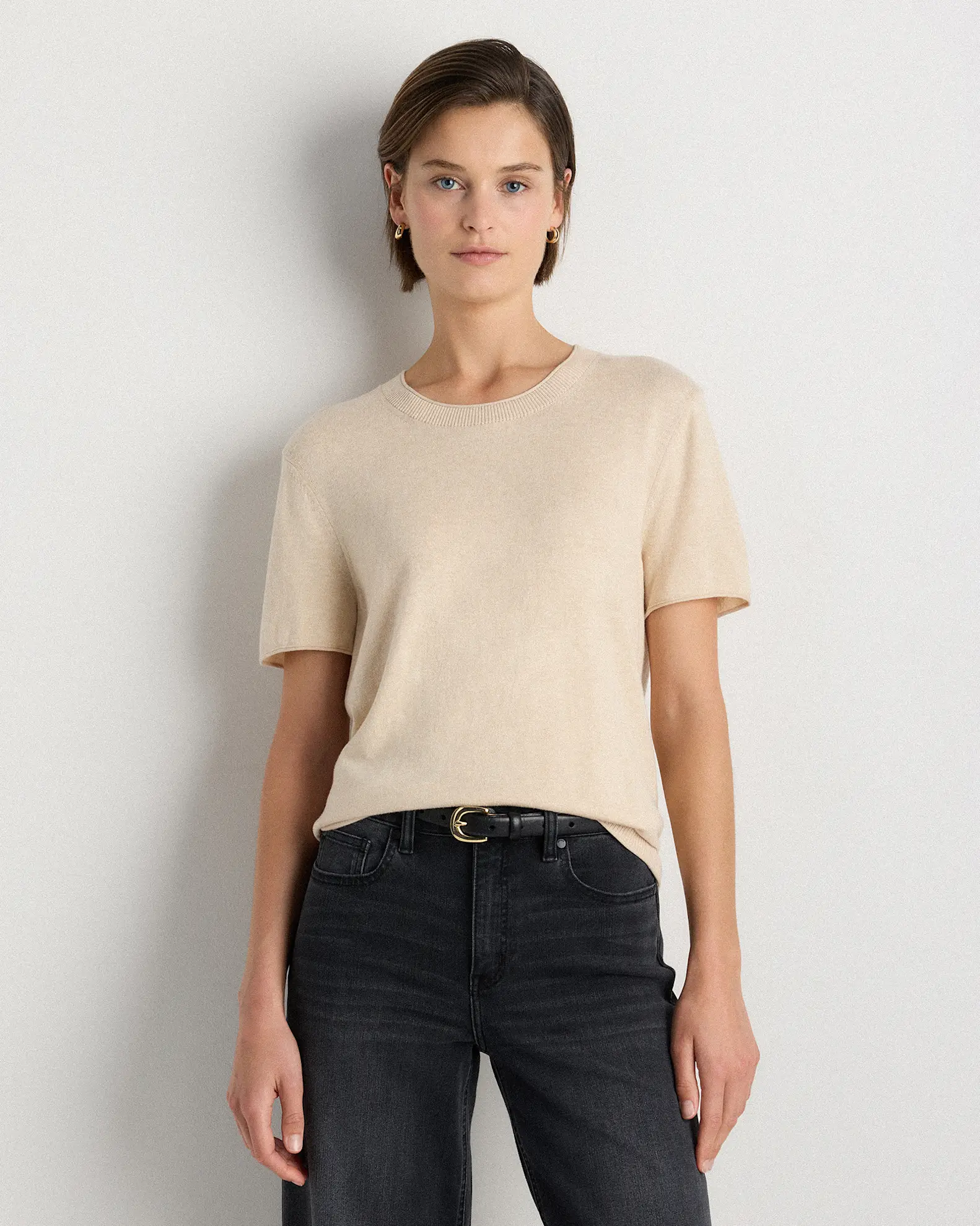 Lightweight Cotton Cashmere Relaxed Sweater Tee