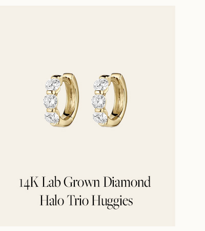14K Lab Grown Diamond Halo Trio Huggies