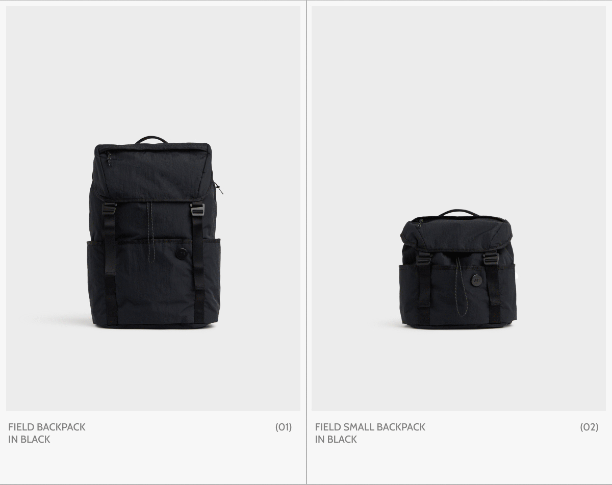 Field Backpack and Field Small Backpack.
