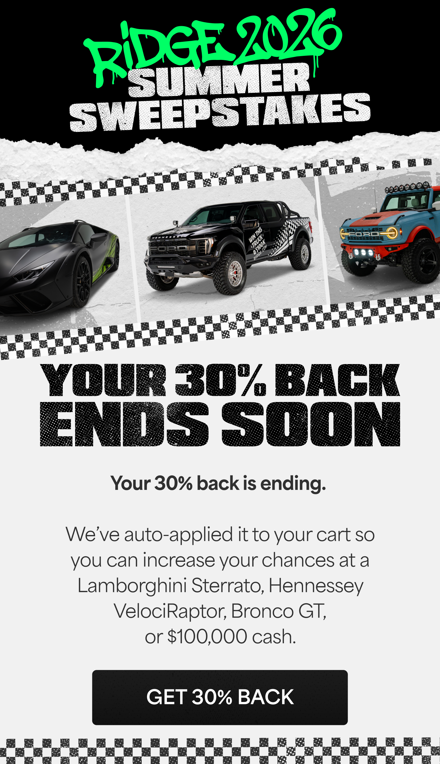 Your 30% Back Ends Soon