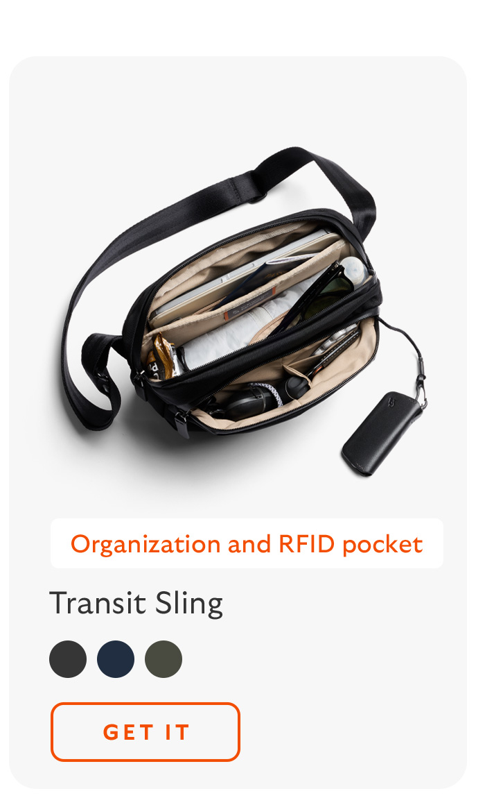 [Product 2] Transit Sling [Starburst] Organization and RFID pocket CTA Get it