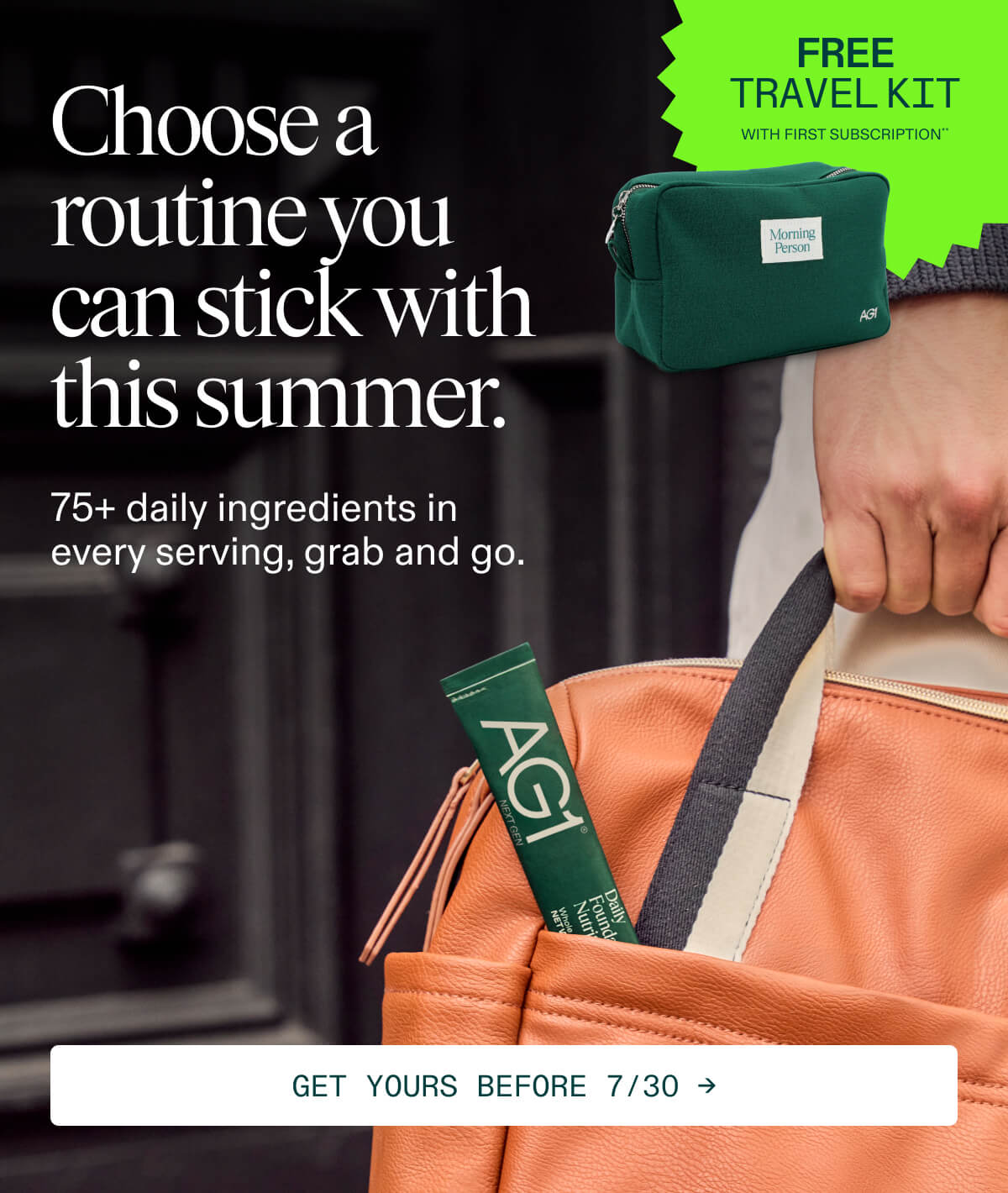 13 days left to get your free AG1 Travel Kit
