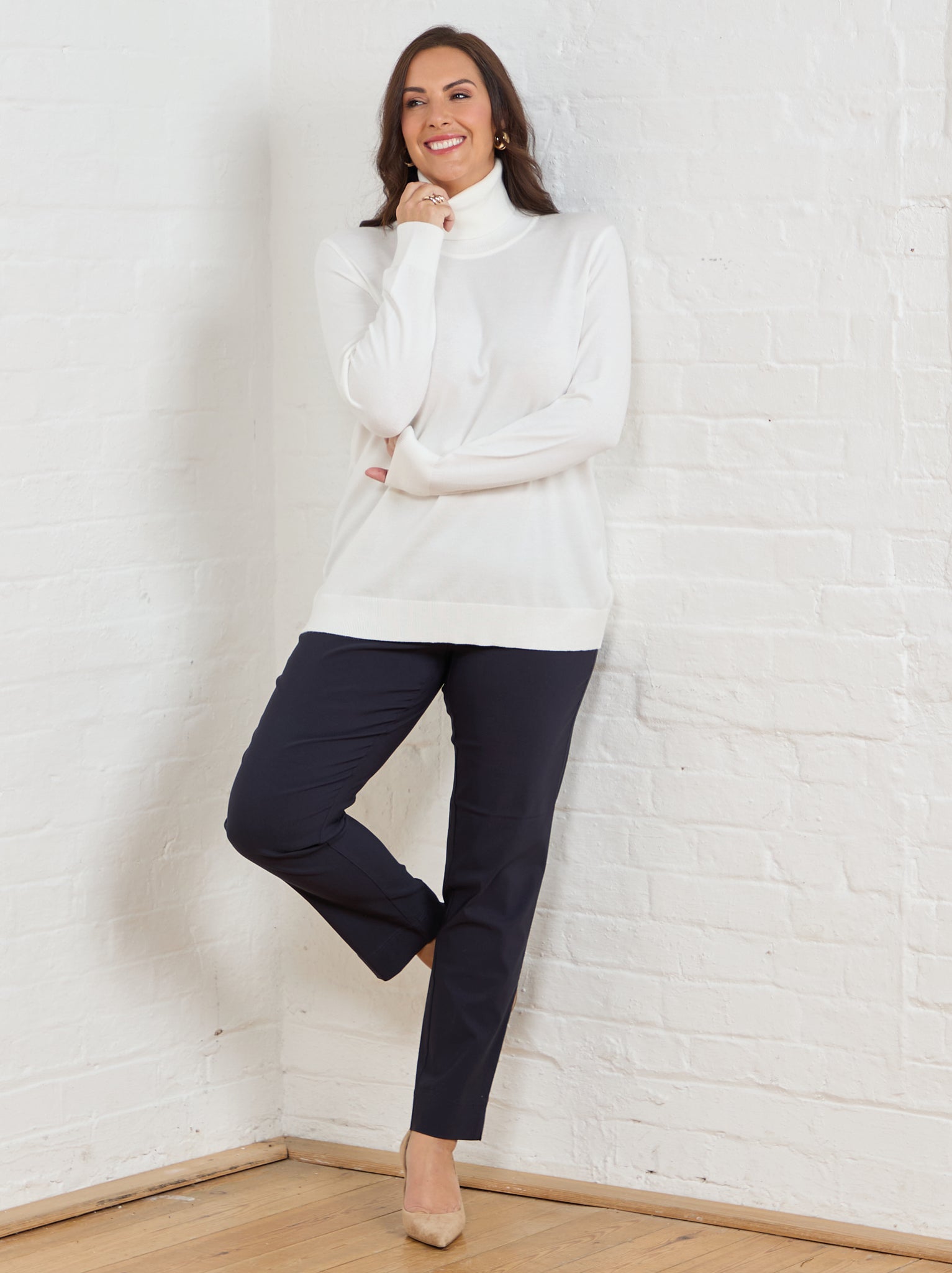 Image of Marie FL by ROBELL Fleece Lined Trouser - Navy
