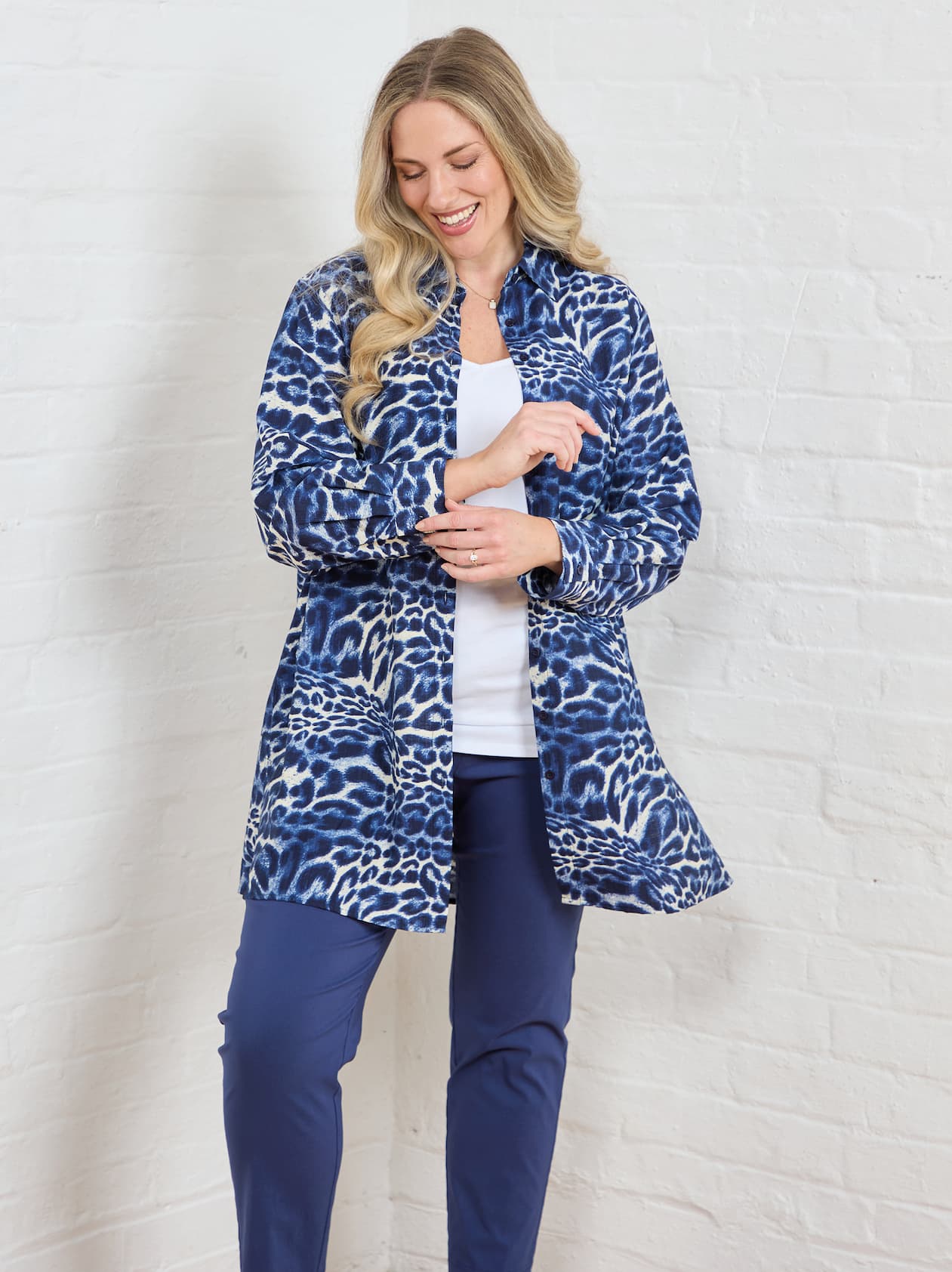 Jennifer Printed Shirt in Navy Leopard