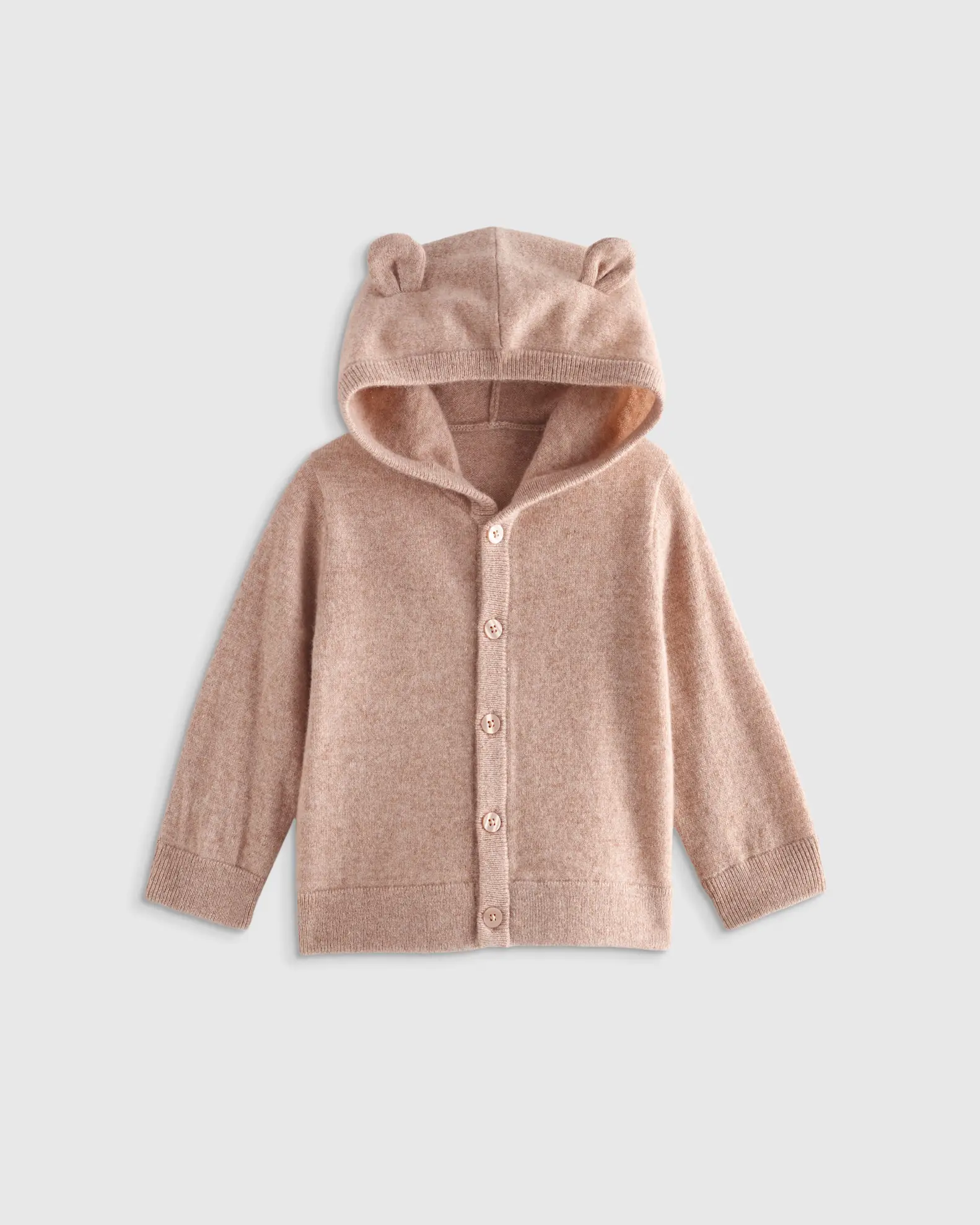 Washable Cashmere Hooded Cardigan