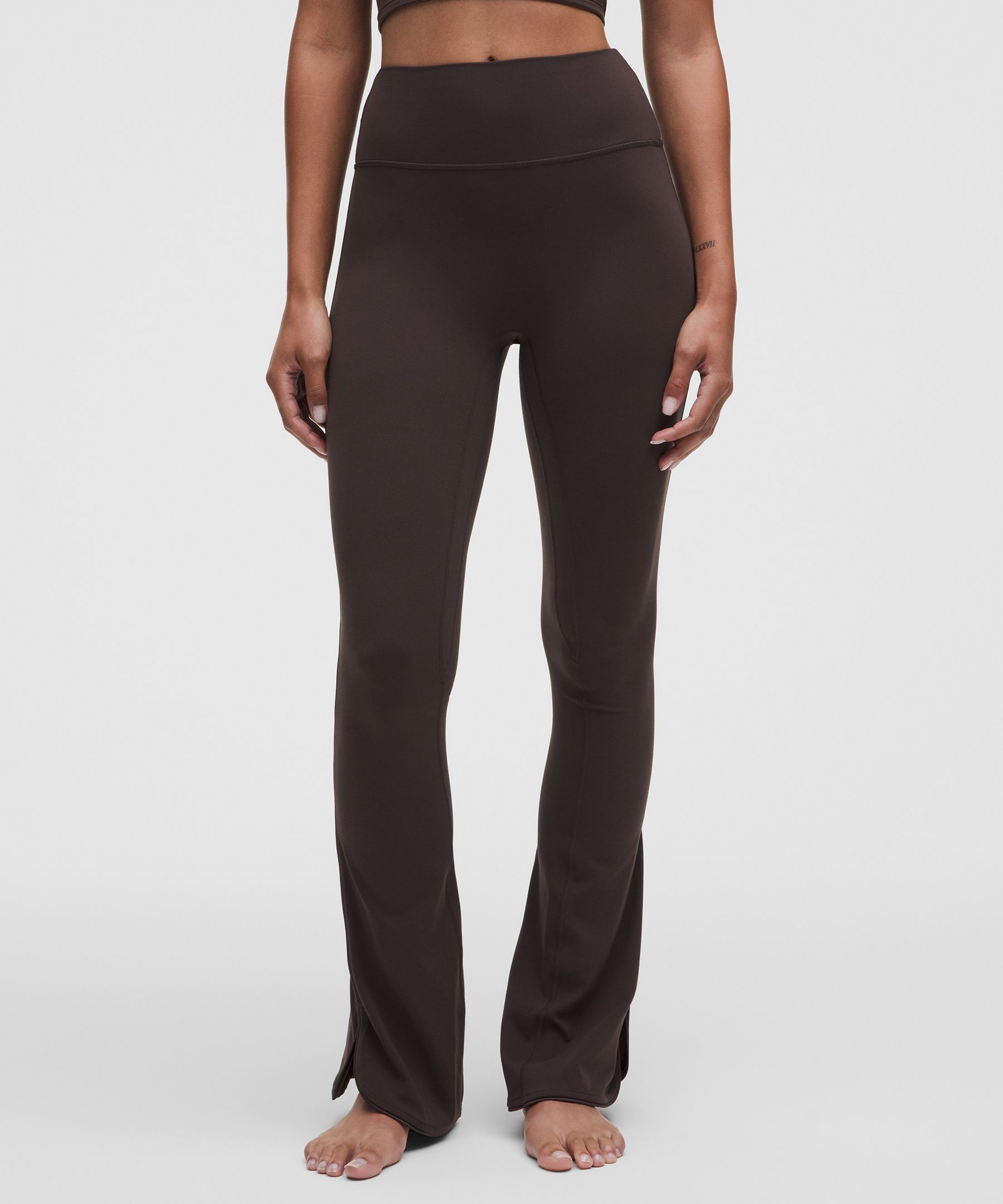 Nulu Satiny-Trim High-Rise Flared Pant