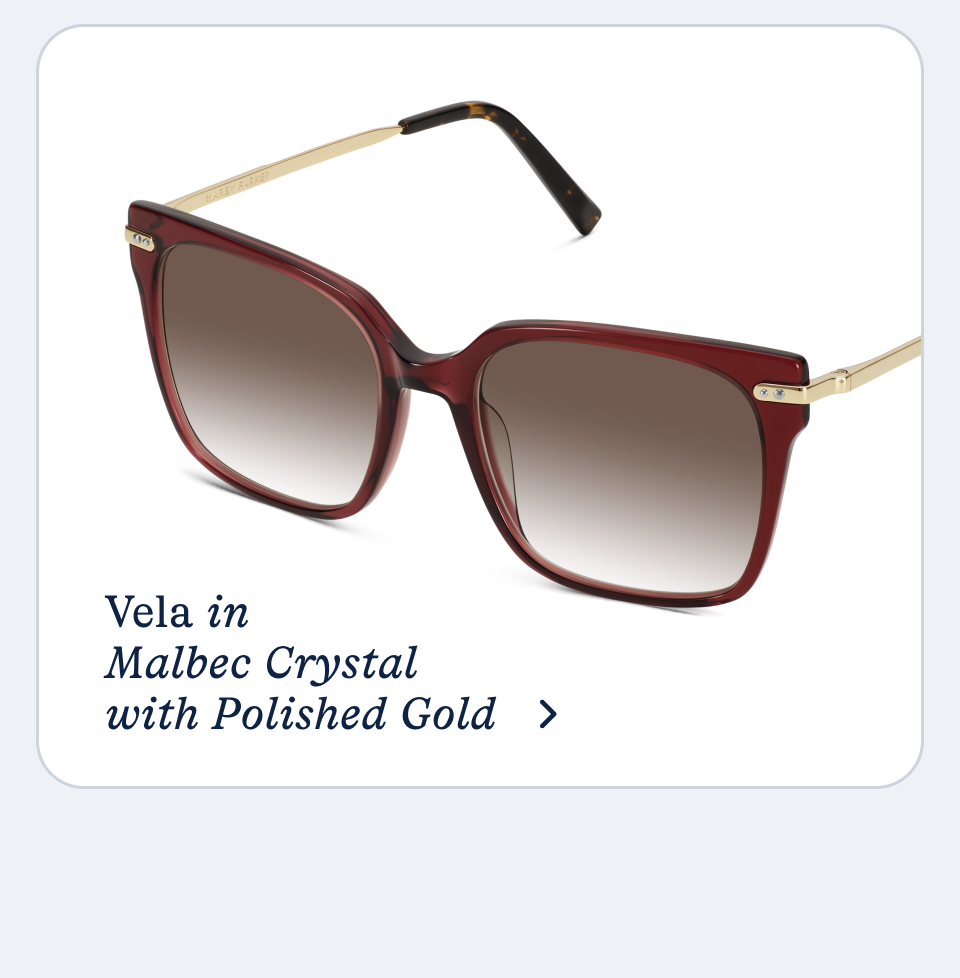 Vela in Malbec Crystal with Polished Gold