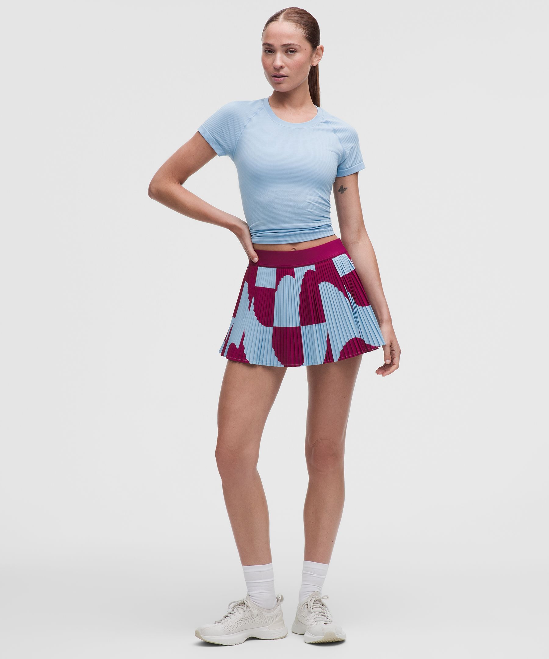 Repleat High-Rise Pleated Tennis Skirt Contrast