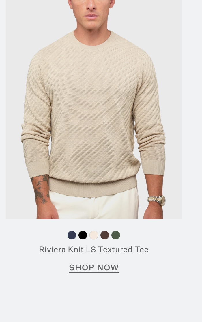 Riviera Knit Long Sleeve Textured Tee