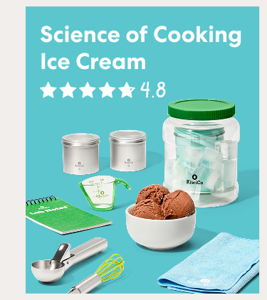 Science of Cooking Ice Cream. Rated 4.8 out of 5 stars. An ice cream science kit with ingredients, measuring tools, a mixing container with ice, and a bowl of chocolate ice cream.