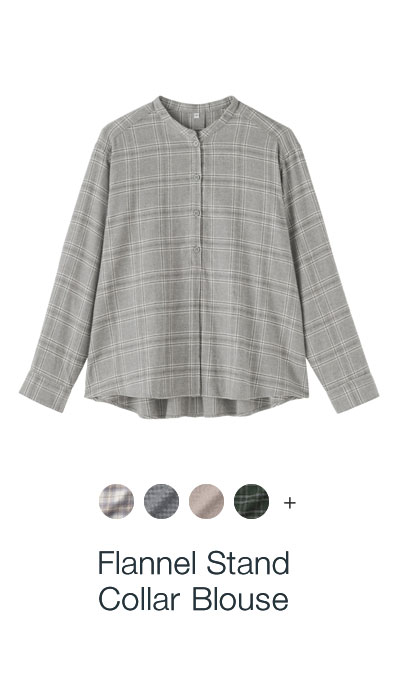 Shop Flannel Stand Collar Blouse