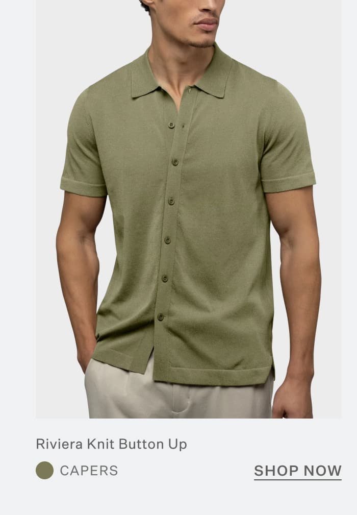Riviera Knit Button Up - Capers
