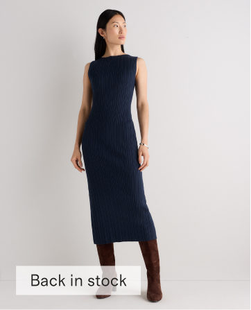 Cotton Cashmere Ribbed Sleeveless Midi Dress