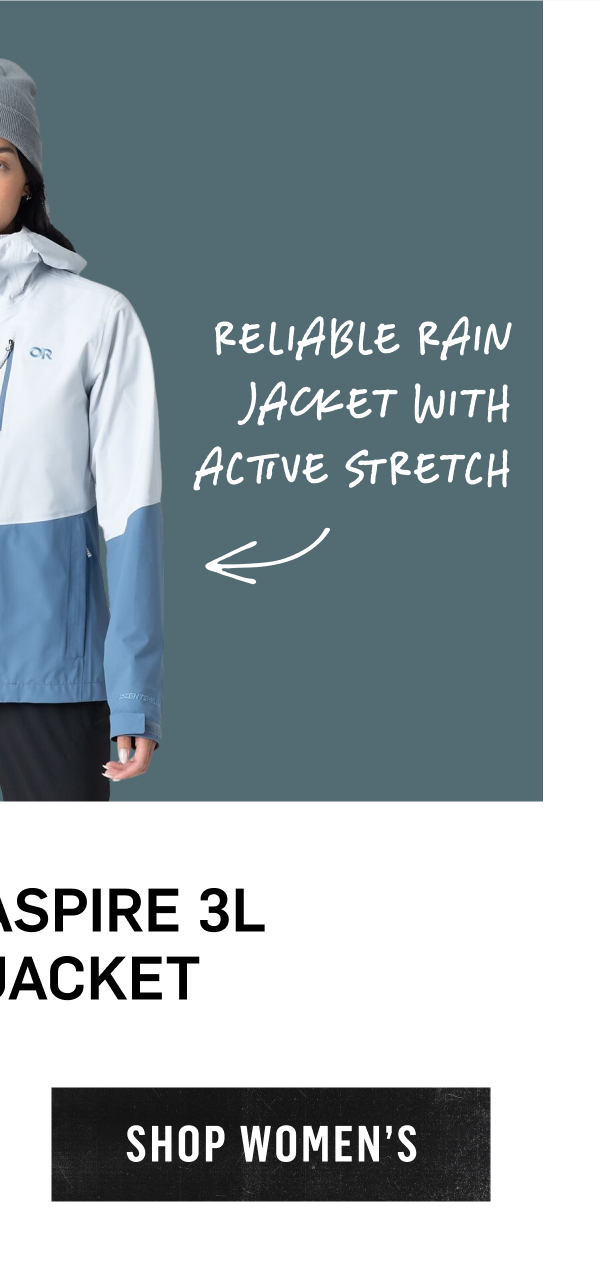 Outdoor Research Aspire 3L Jacket, a reliable rain jacket with active stretch. Shop Women's