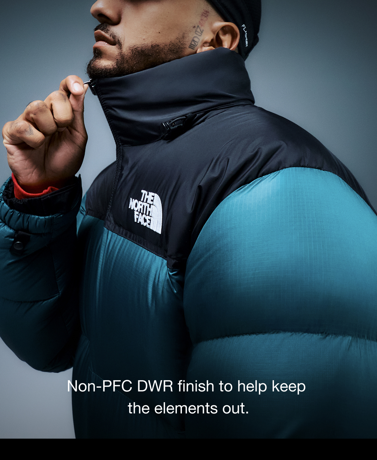 Non-PFC DWR finish to help keep  the elements out. 
