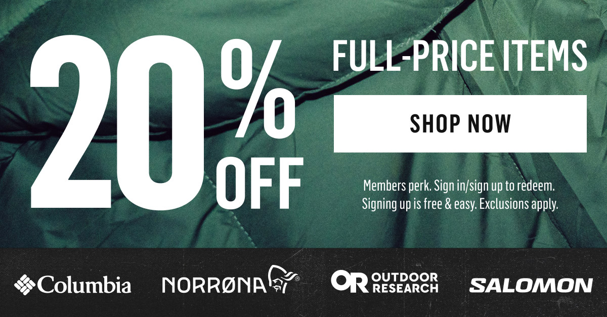 20% Off Full-Price Items from Columbia, Norrona, Outdoor Research and Salomon. Members perk. Shop Now