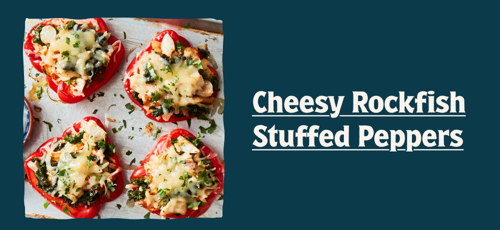 Cheesy Rockfish Stuffed Peppers