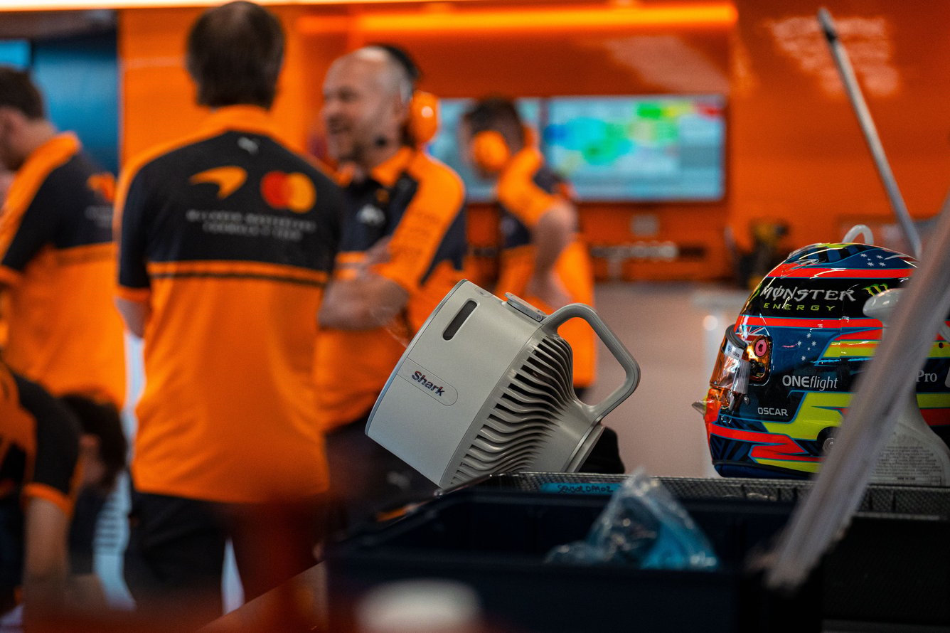 SharkNinja product in McLaren garage.