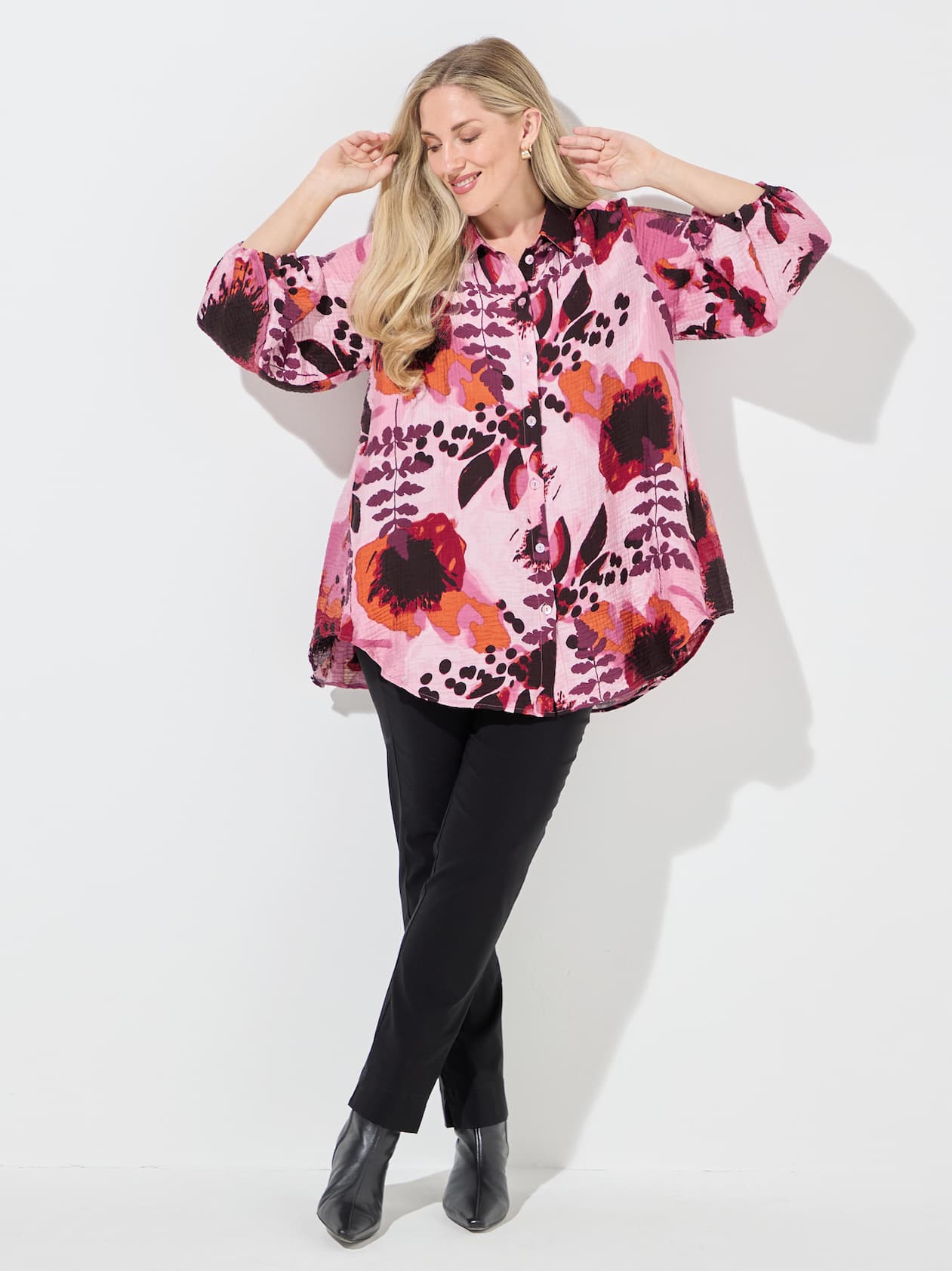 Hazel by NOEN wild rose printed shirt