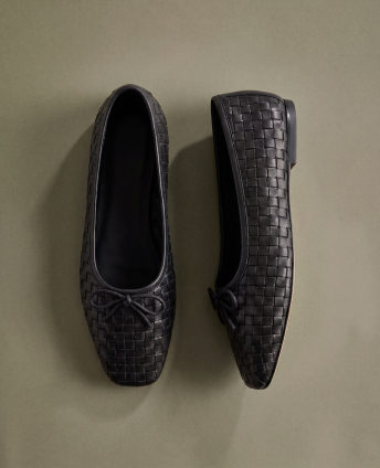 Italian Leather Handwoven Square Toe Ballet Flat