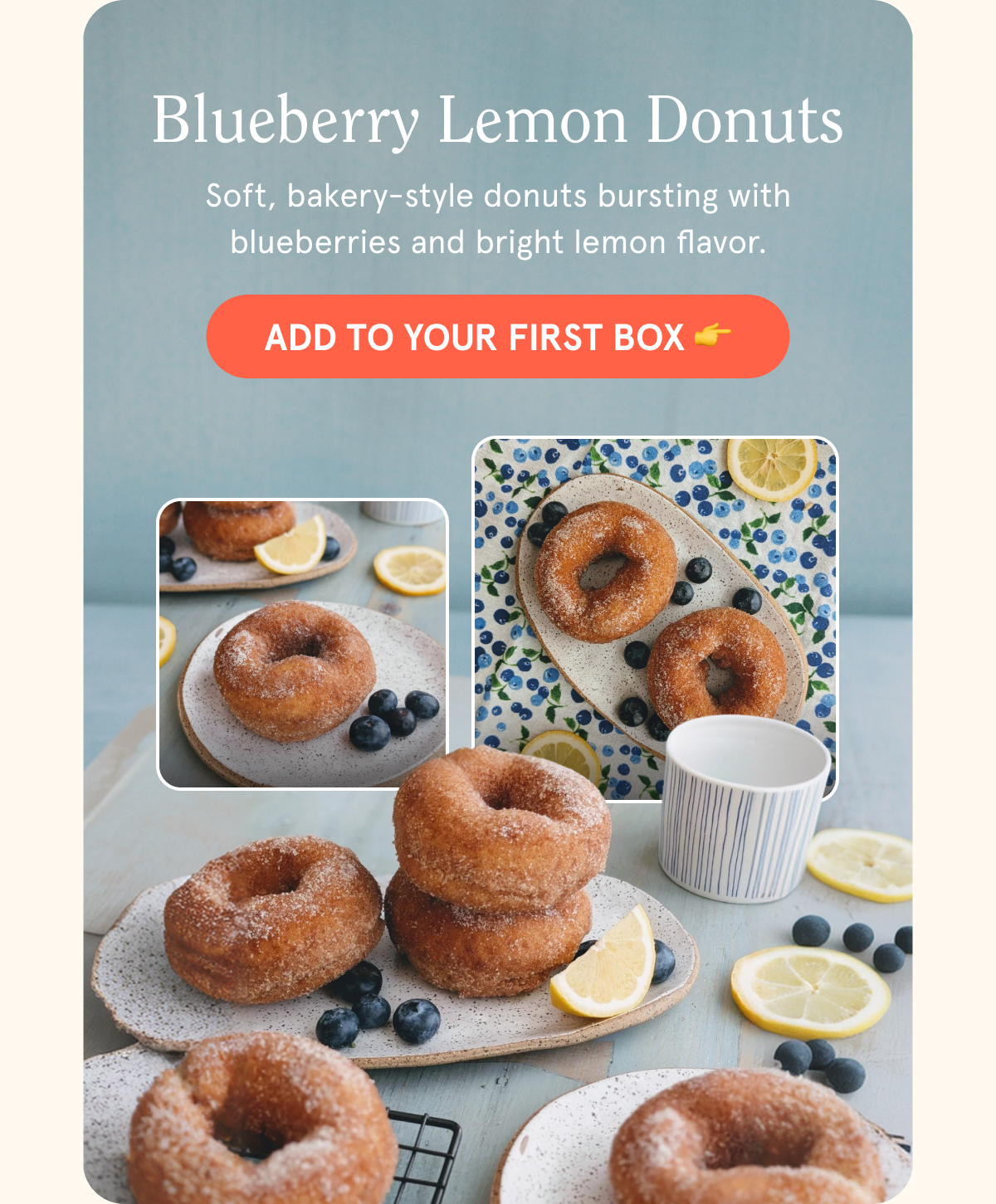 Blueberry Lemon Donuts (Leaving Soon!) Sticker Soft, bakery-style donuts bursting with blueberries and bright lemon flavor.