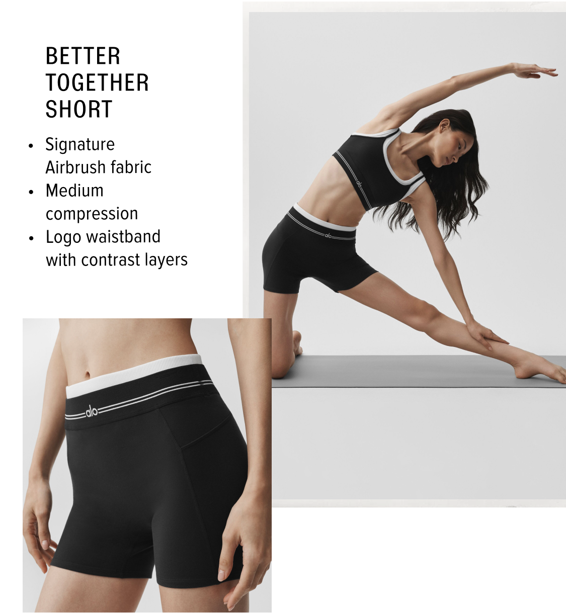 BETTER TOGETHER SHORT &bull; Signature Airbrush fabric &bull; Medium compression &bull; Logo waistband with contrast layers