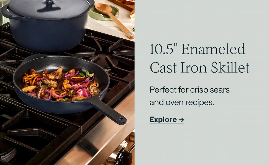 10.5" Enameled Cast Iron Skillet Perfect for crisp sears  and oven recipes. Explore ->