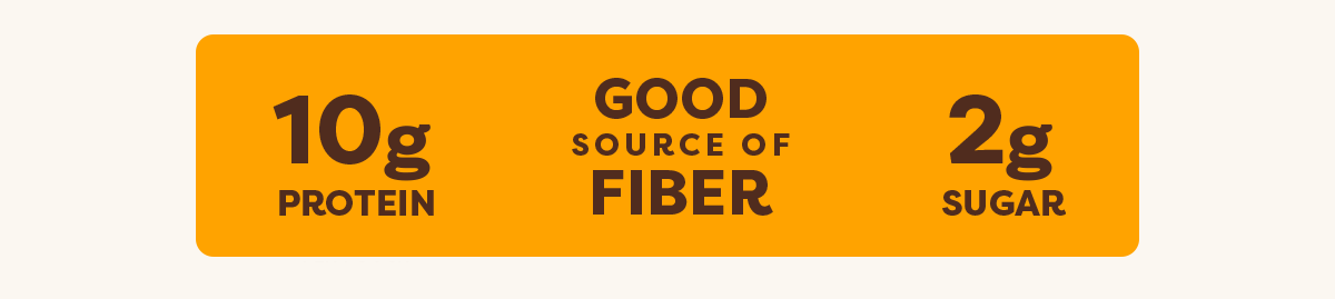 10g Protein, Good Source of Fiber, 2g Sugar