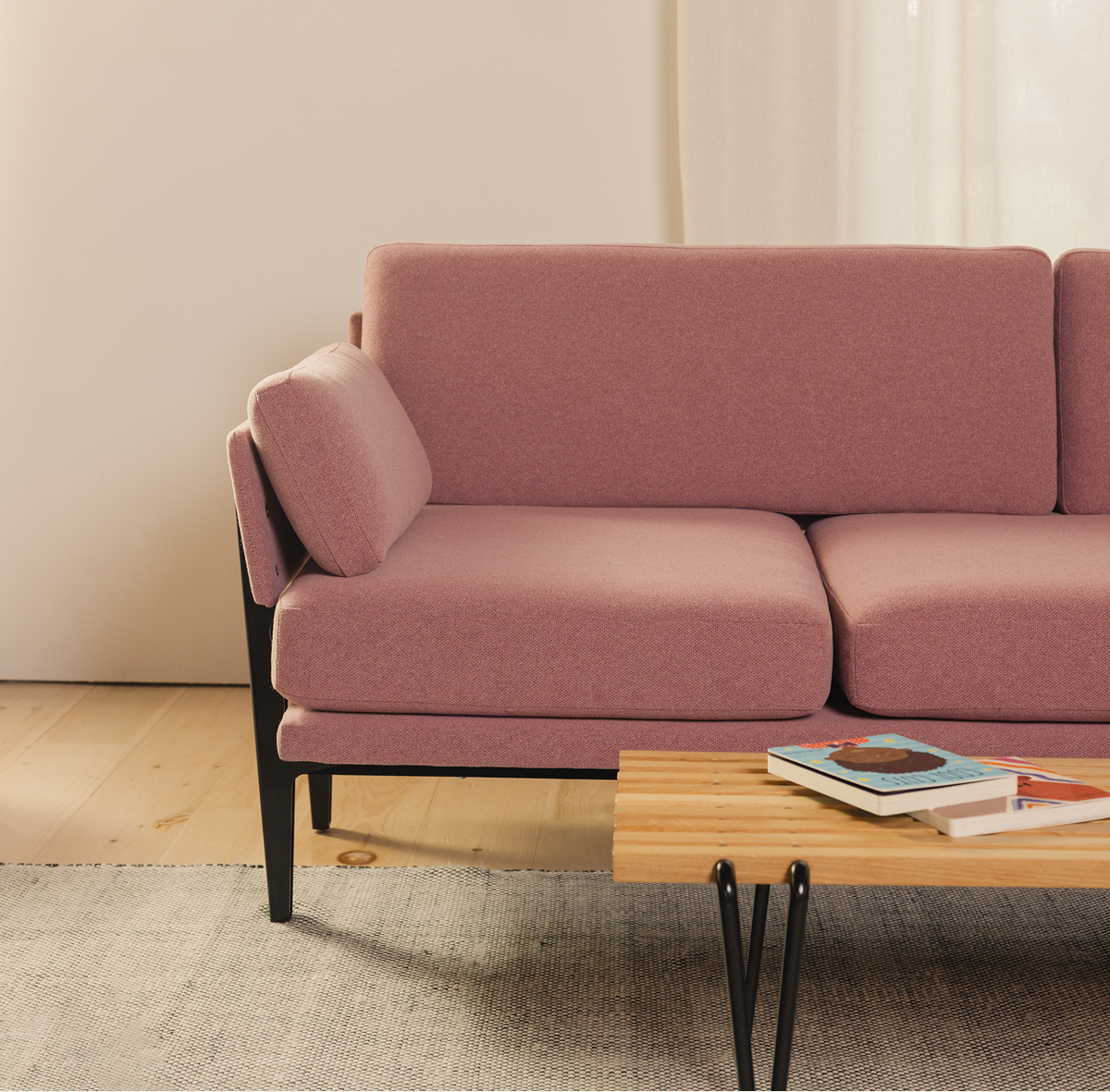 A decade of making furniture, better. [Pictured: The Sofa 2.0 (in Mulberry) & The Acton Slat Bench]