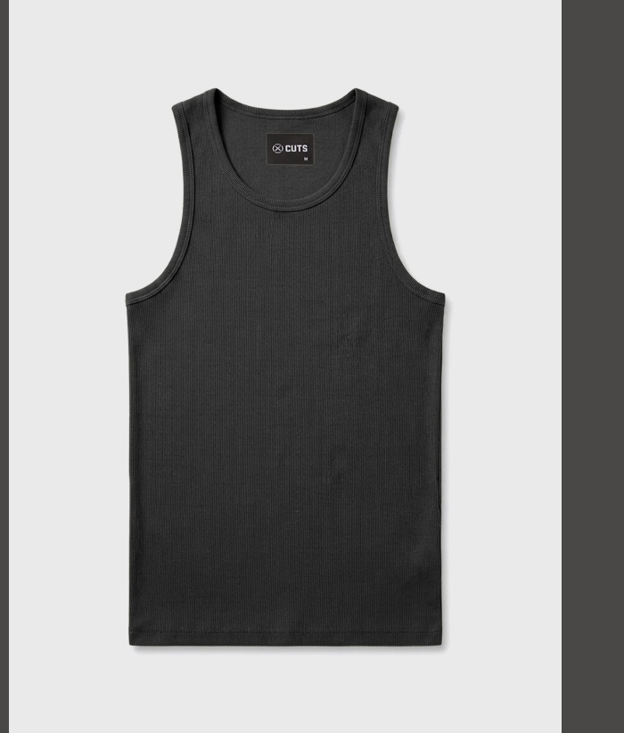 Essential Fitted Rib Tank - Black