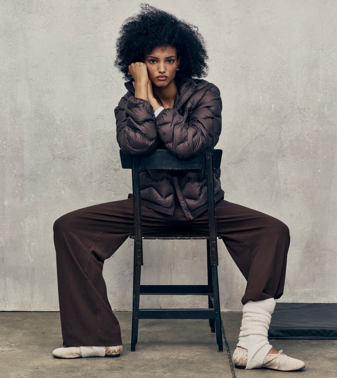 Groove Wide-Leg Mixed-Rib Pant