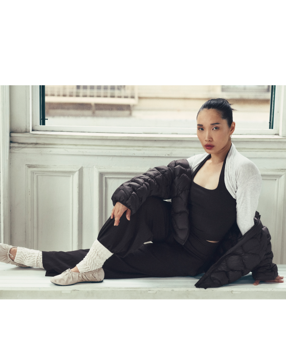 Groove High-Rise Mixed-Rib Wide-Leg Pant