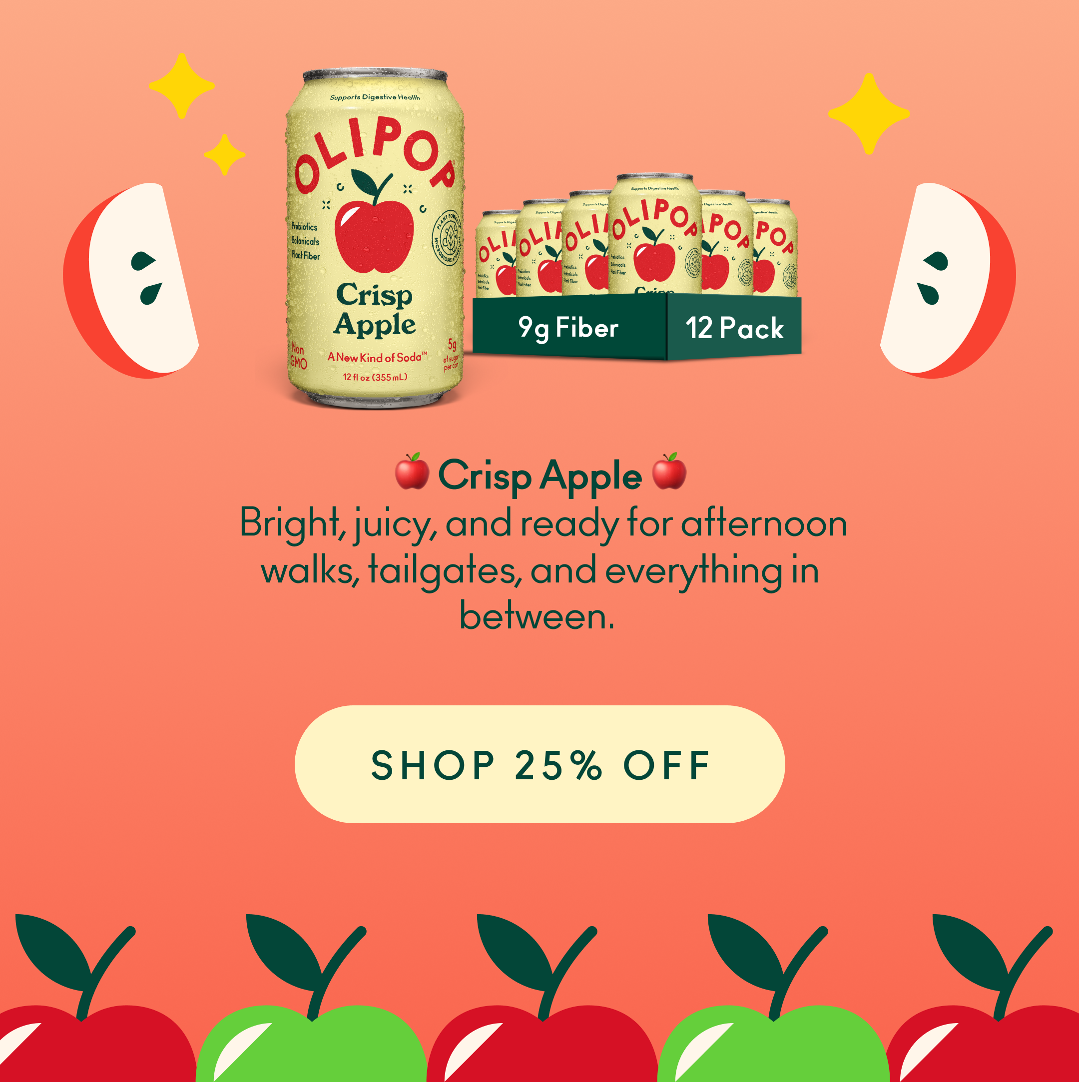 Let's go apple picking! Forget picking one: bundle Caramel Apple + Crisp Apple for the perfect pairing of orchard-fresh refreshment and candy-apple indulgence. Caramel Apple: rich, decadent, and made for cozy movie nights and crisp fall evenings. Crisp Apple: bright, juicy, and ready for afternoon walks, tailgates, and everything in between.
