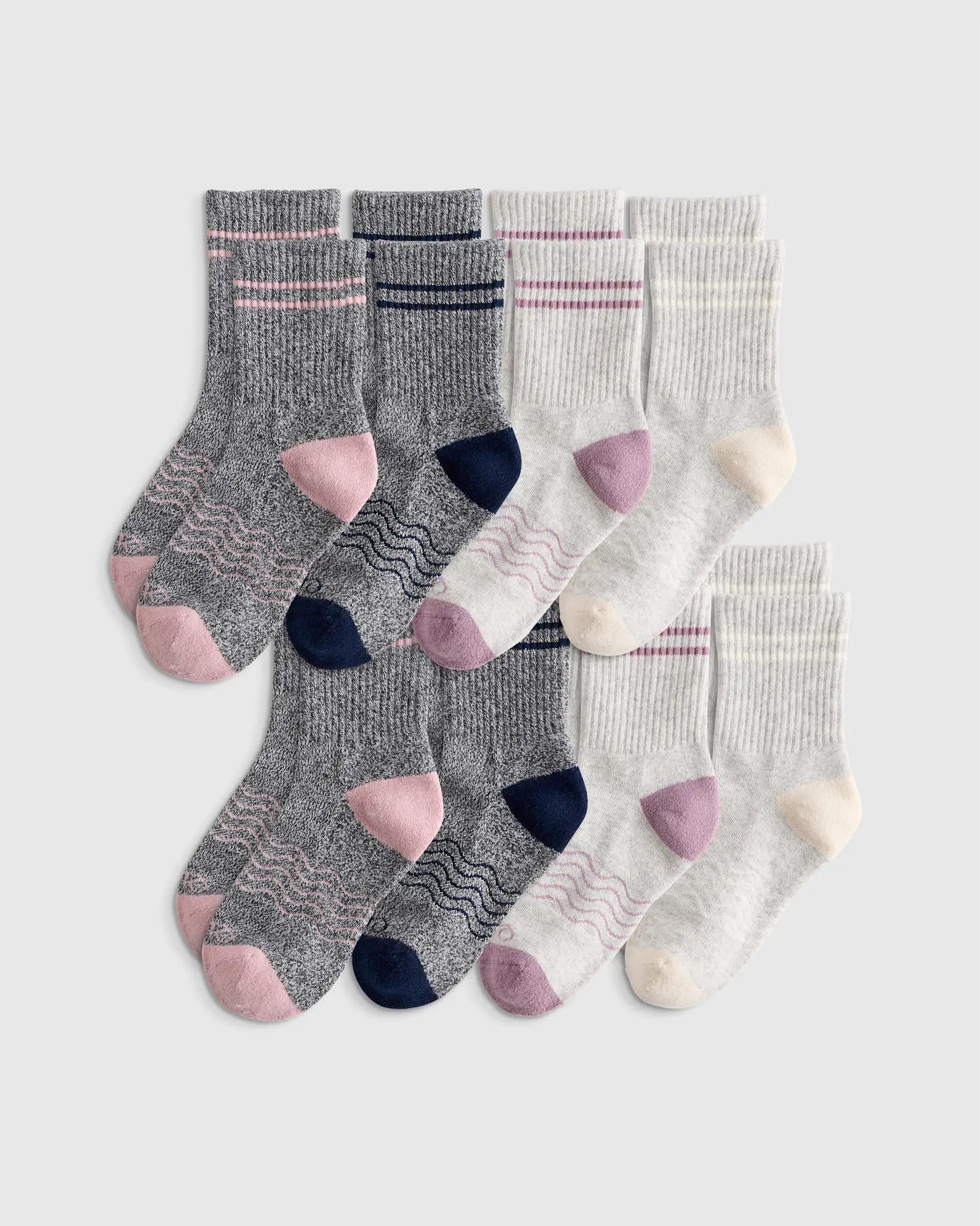 Kids Organic Cotton Quarter Crew Socks 8-Pack