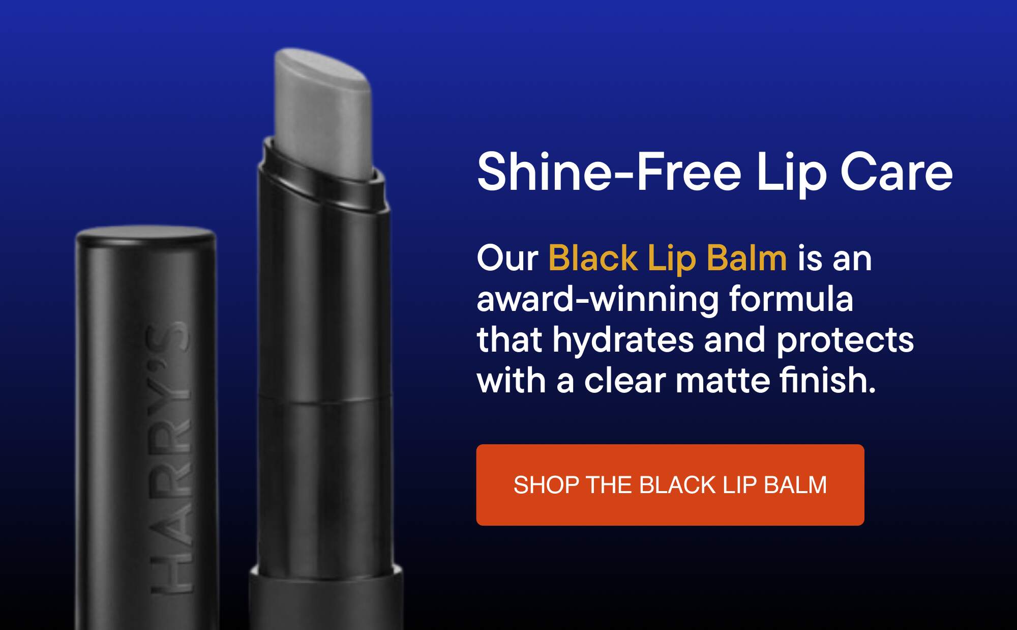 black lip balm hydrates and protects with a clear matte finish