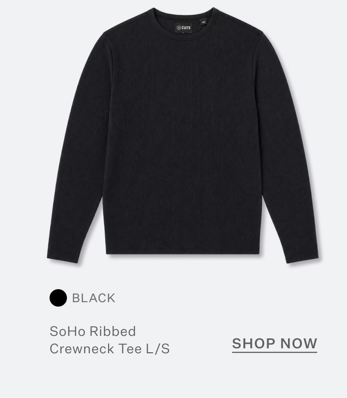 SoHo Ribbed Crewneck Tee Long Sleeve - Black