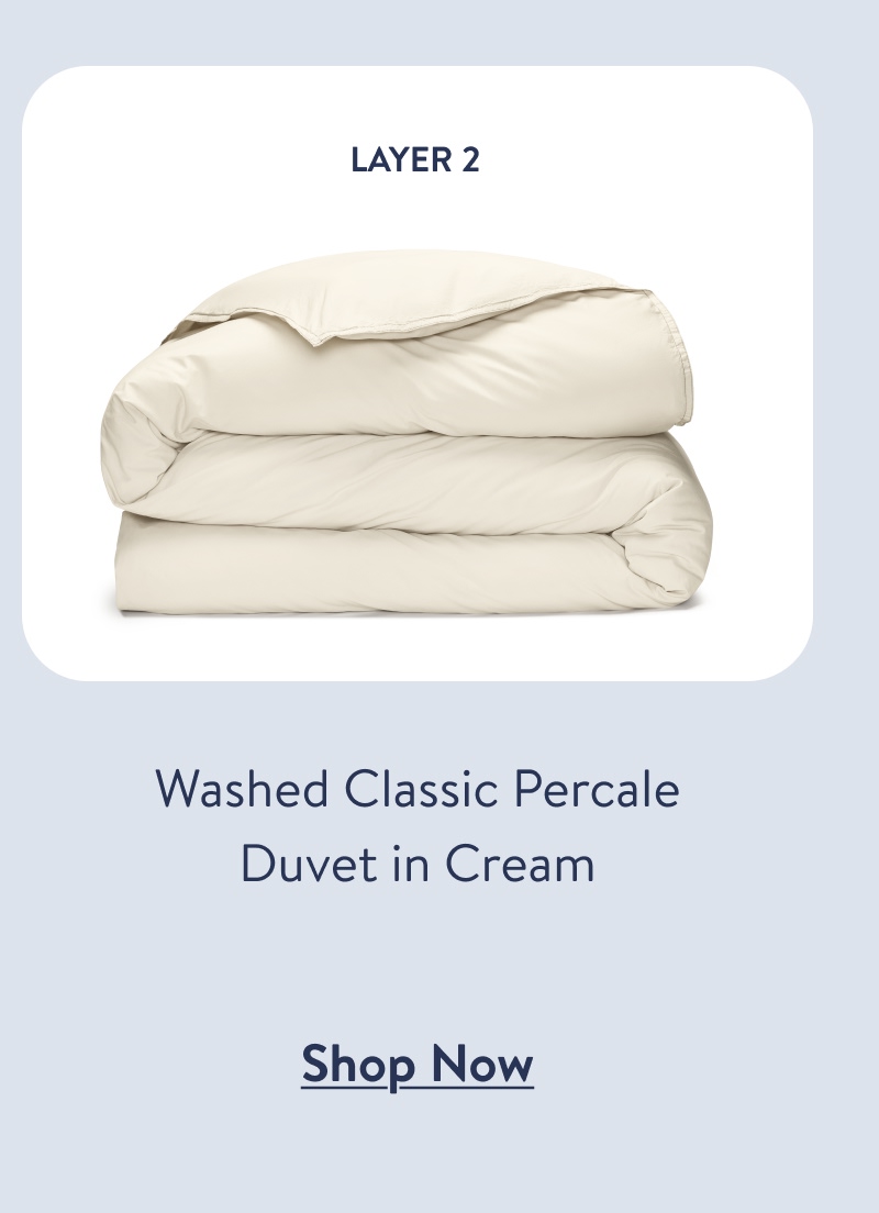 Washed classic percale duvet in cream 