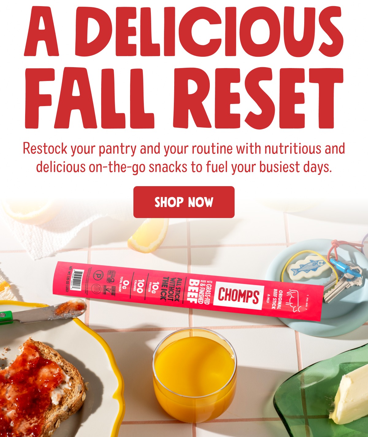 a delicious fall reset Restock your pantry and your routine with nutritious and delicious on-the-go snacks to fuel your busiest days. SHOP NOW