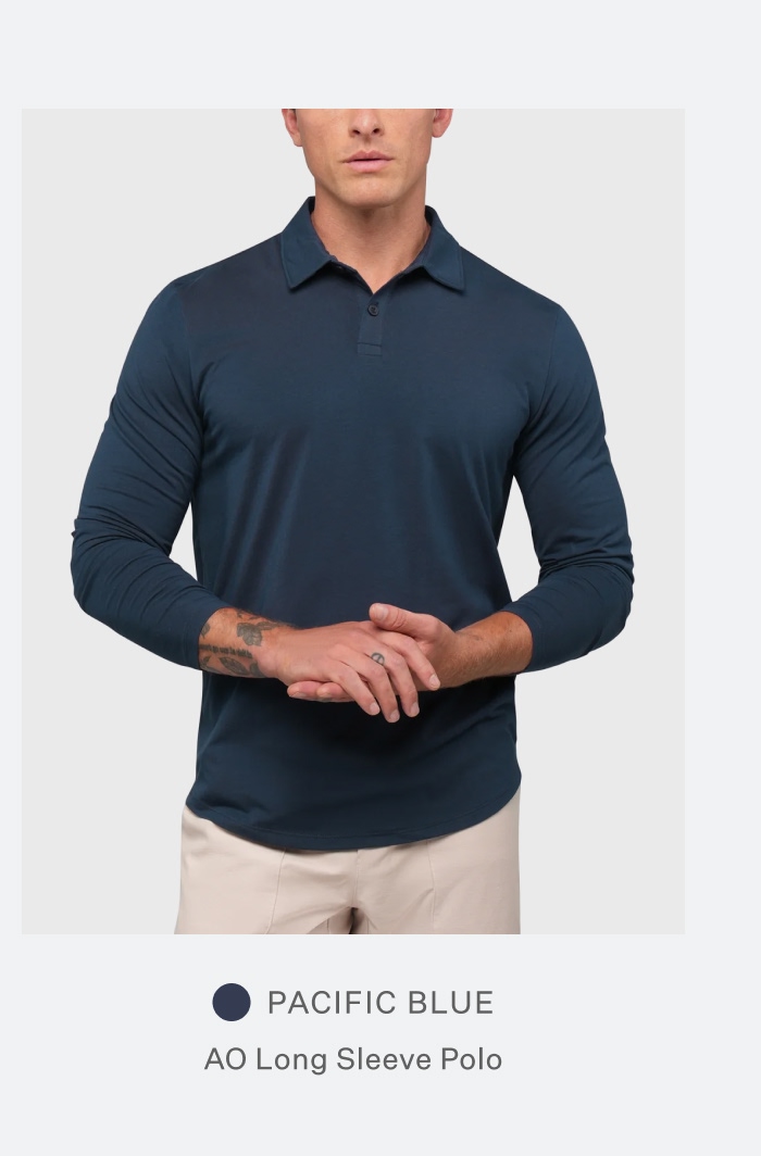 AO Long Sleeve Polo - Pacific Blue