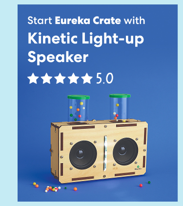 Start Eureka Crate with Kinetic Light-up Speaker. Rated 5.0 out of 5 stars. A wooden speaker with two clear tubes where colorful balls bounce to the sound.